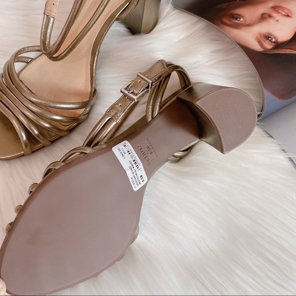 Schutz Nicolai Metallic Ankle-Strap Sandals - Picture 2 of 7